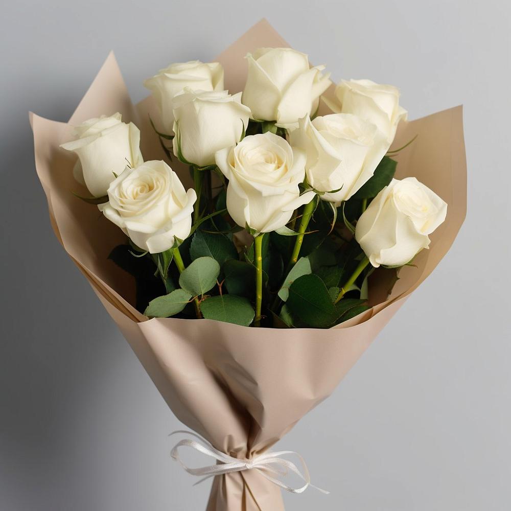 Букет 9 Белых роз Эдлесс Лав в Новоржеве