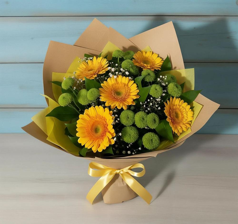 Букет цветов из: Герберы и Хризантемы в Новоржеве