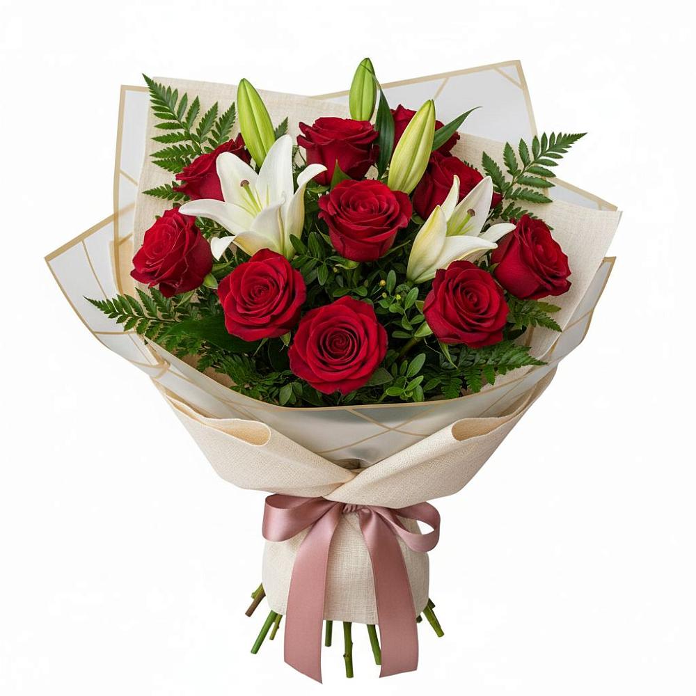 Букет цветов из: Лилии и Розы в Новоржеве