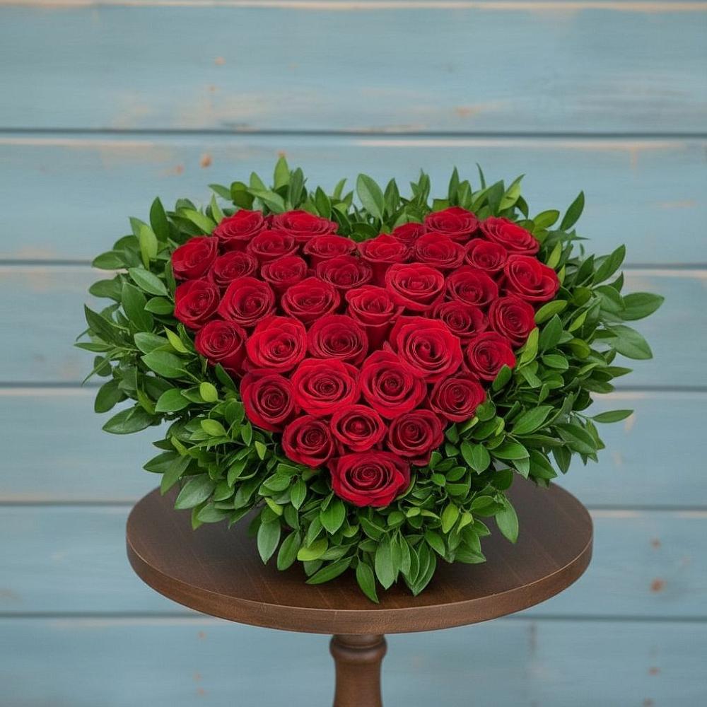 Цветочная композиция из Розы в виде сердца в Новоржеве