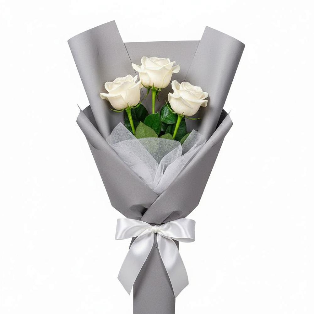 Букет 3 белые розы в Новоржеве