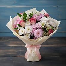 Букет цветов из:  Хризантемы, Альстромерии и Розы в Новоржеве