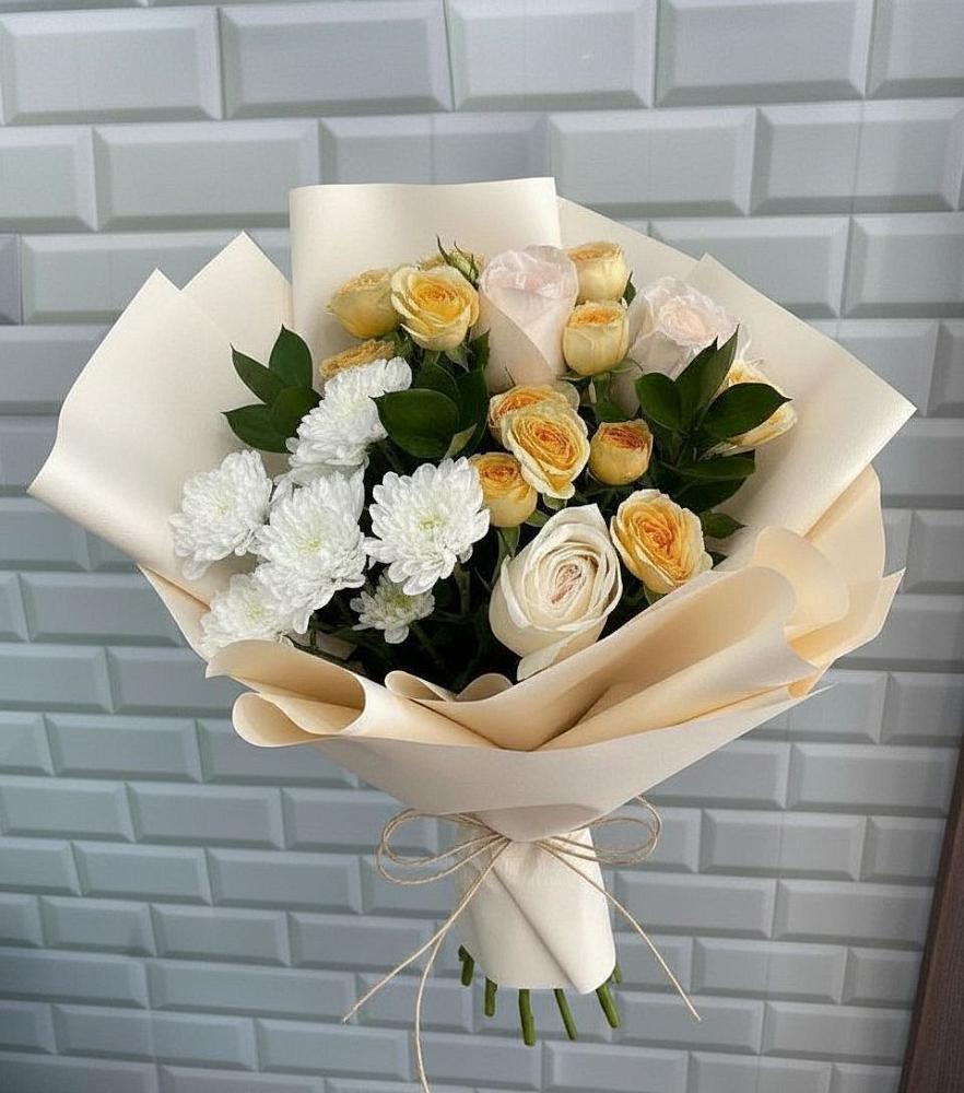 Букет цветов из: Розы и Хризантемы в Новоржеве