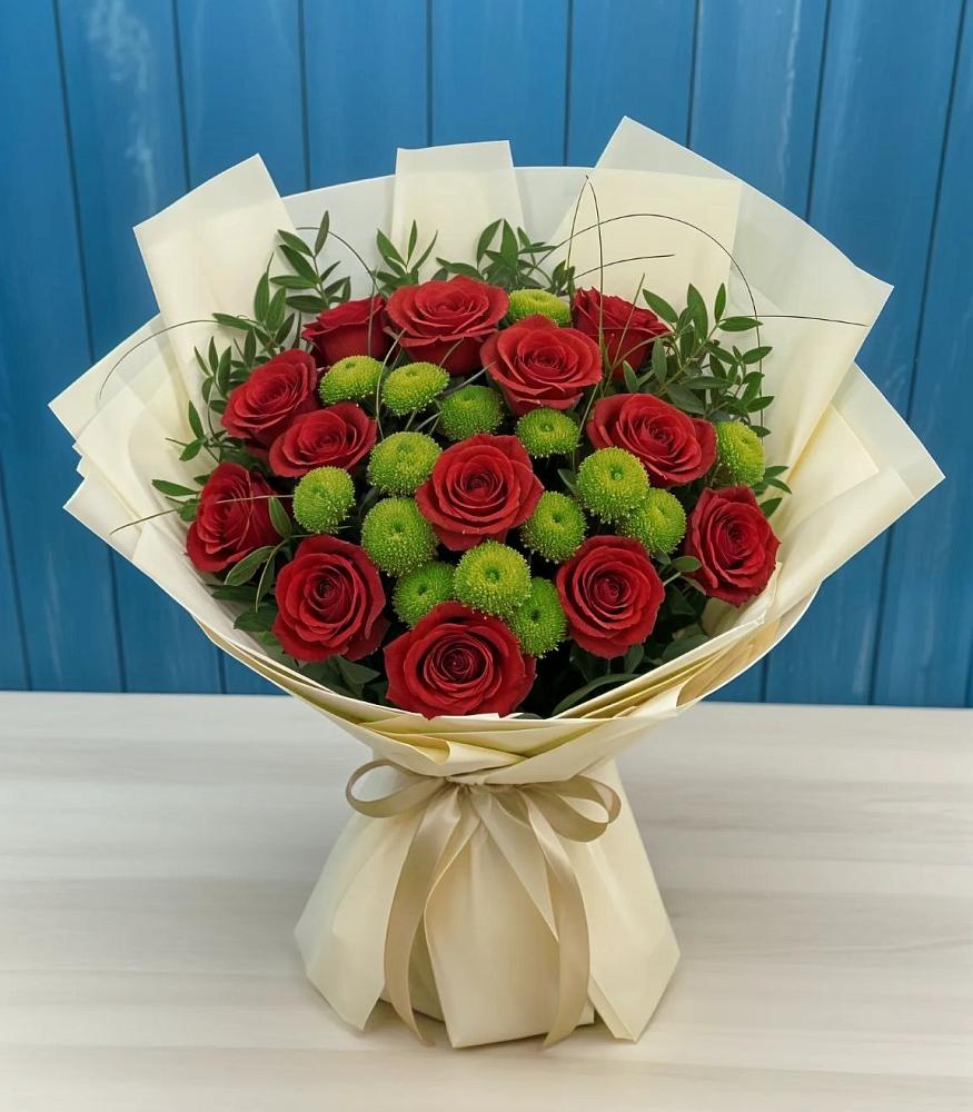 Букет цветов из: Розы и Хризантемы в Новоржеве